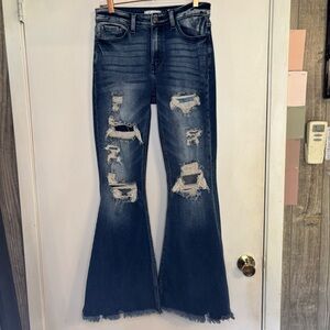 KanCan Size 28 Distressed Blue Flare Jeans